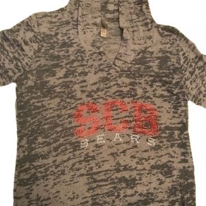 Ladies Next Level Burnout Bling Hoodie Tee - SCB BEARS