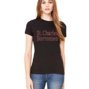 Girls Bella-Canvas Short Sleeve Tee with Bling Logos - St Charles Borromeo